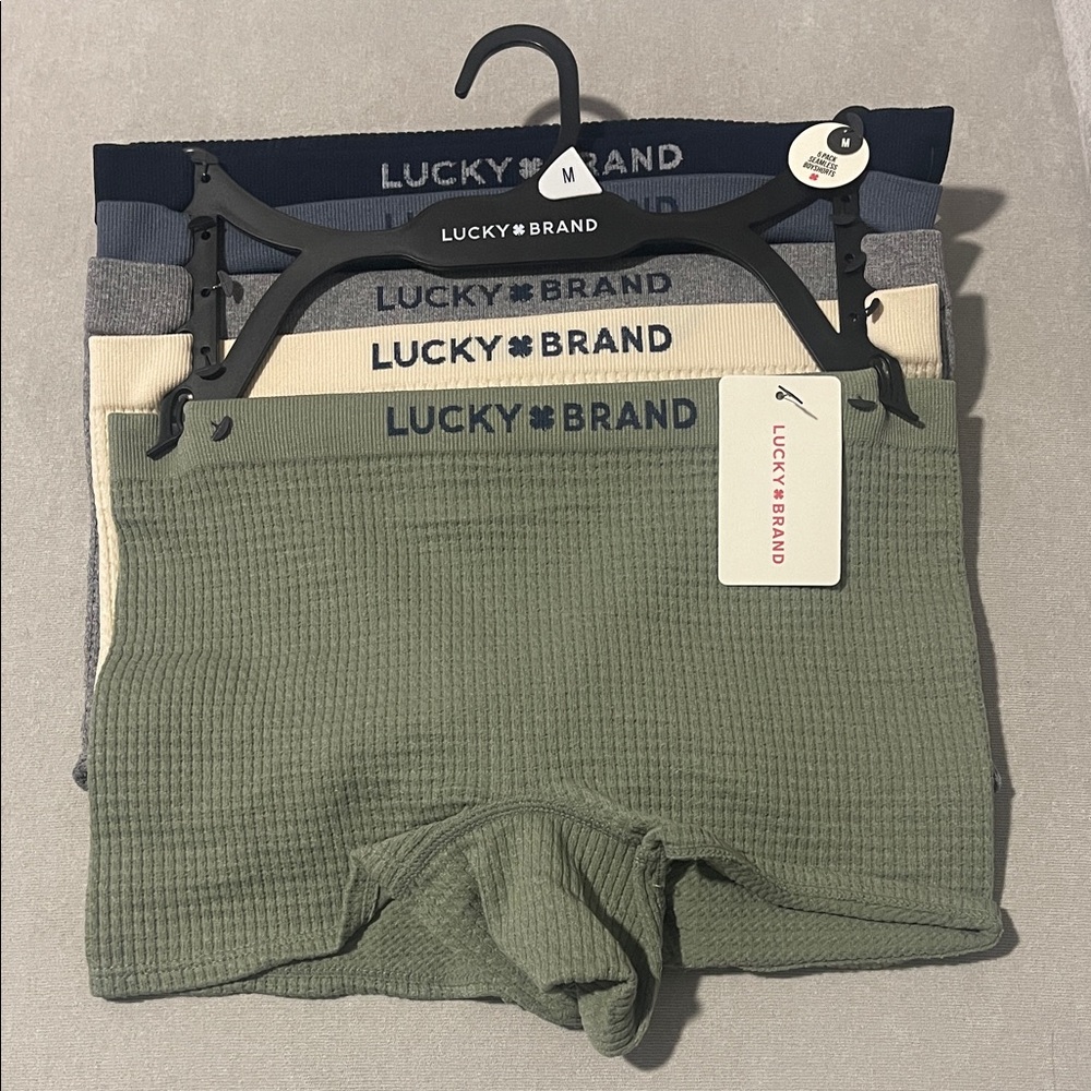 Lucky Brand Ribbed Boxer Briefs Trio - Green, Cream, Navy